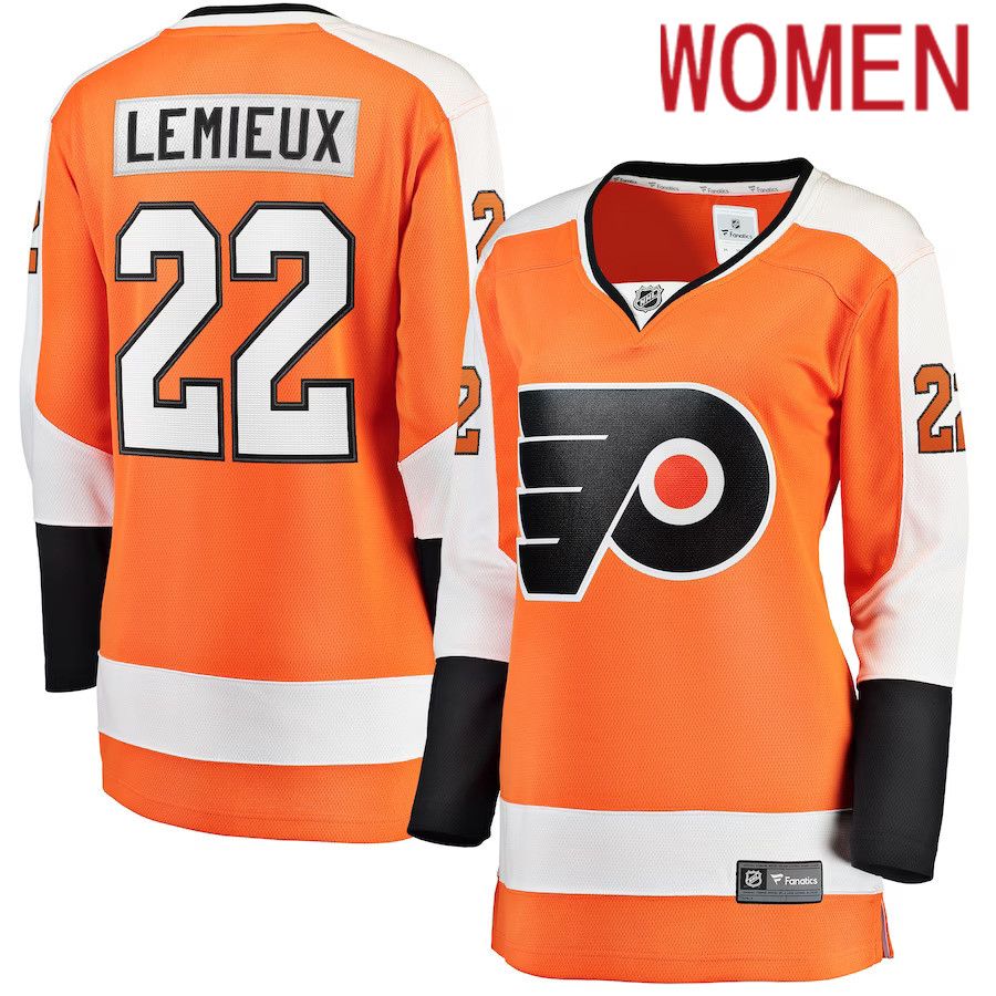 Women Philadelphia Flyers #22 Brendan Lemieux Fanatics Branded Orange Home Breakaway NHL Jersey